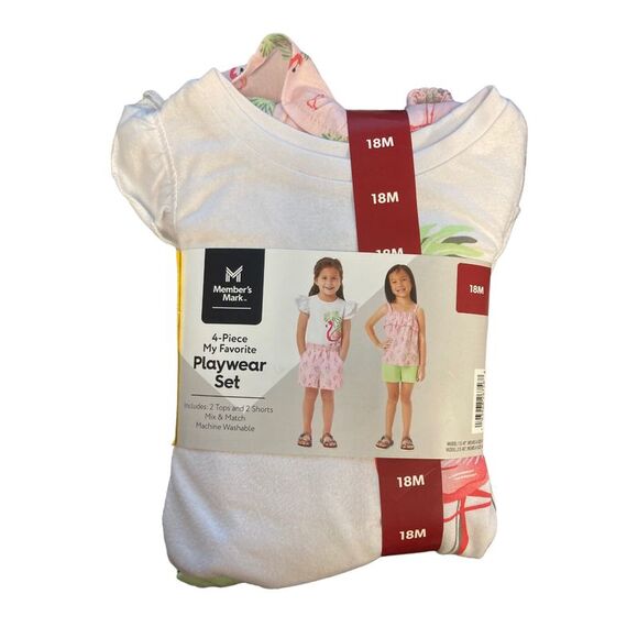 Flamingo - Member's Mark Girl's Infant/Toddler 4 Piece My Favorite Mix & Match P - Picture 1 of 3